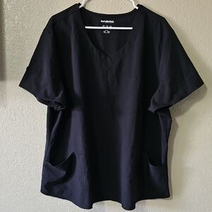 1c Scrubstar Women's Black V-Neck Short Sleeve Scrub Top